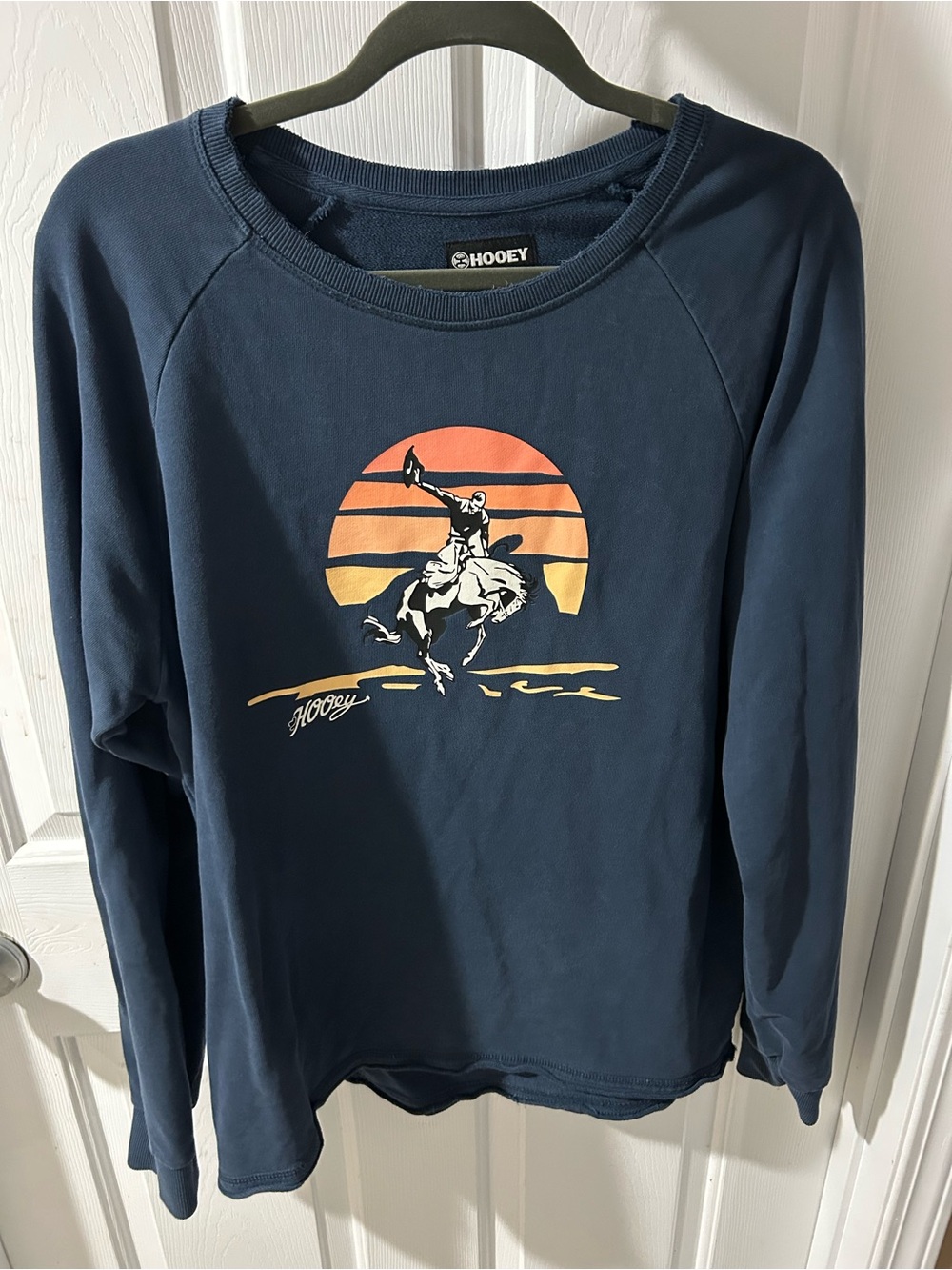 Hooey Navy Pullover Sweatshirt with Orange & Cream Rodeo Sunset Graphic
